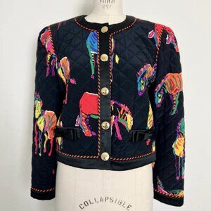 Vintage Escada Margaretha Ley Silk Quilted Horse Jacket